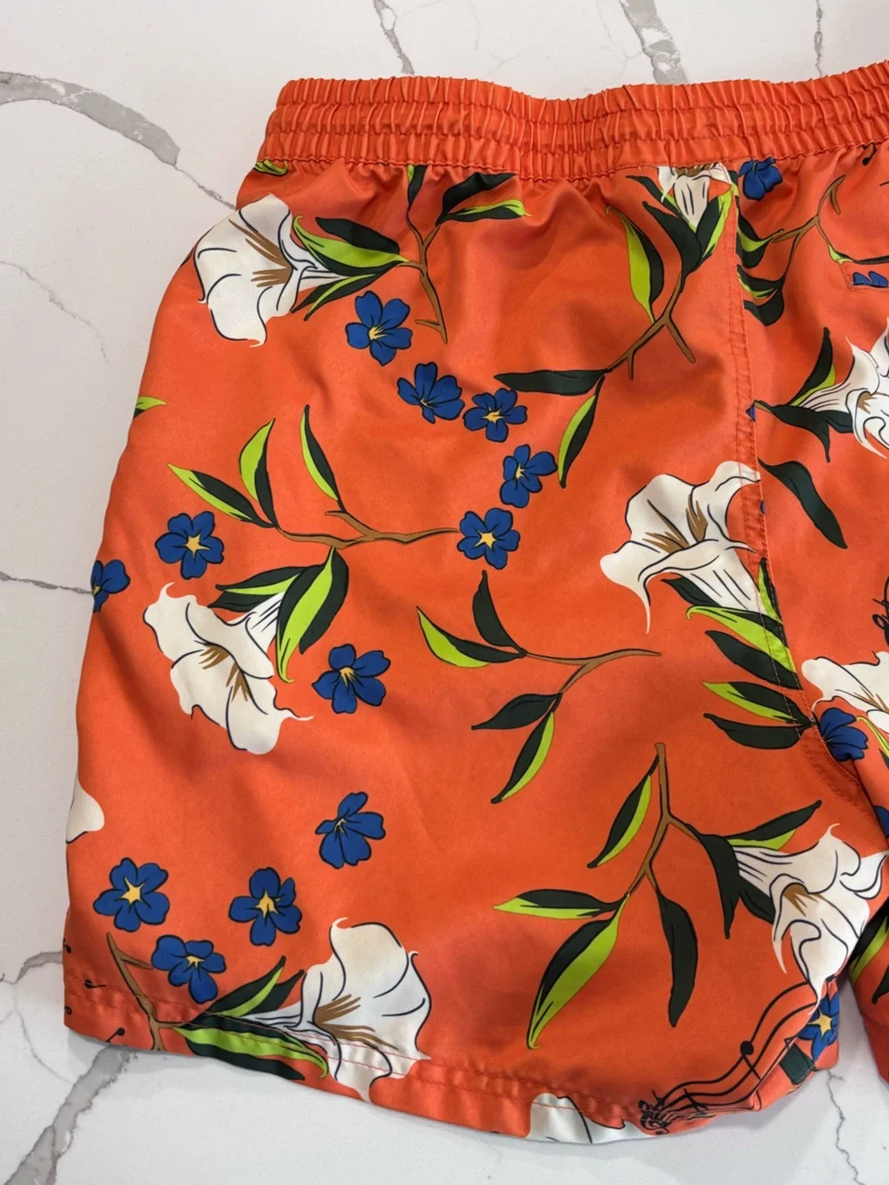 Vans Primary Floral Volley Board Shorts Orange Swim Trunks Blue White Mens Large